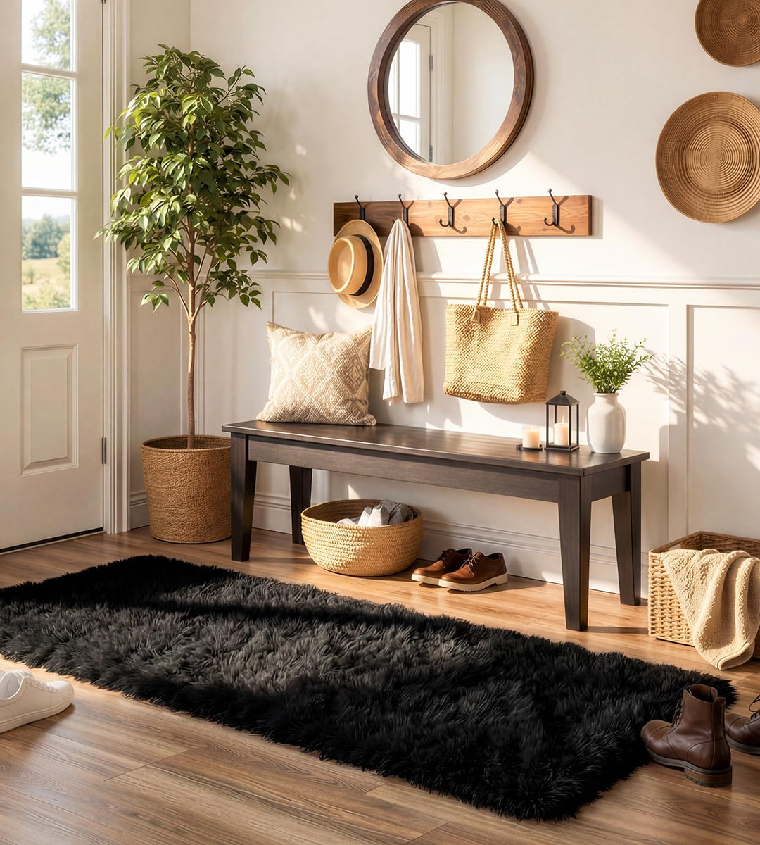 VOFUSHON Wohnzimmer Hochflor Teppich,Shaggy Flur Läufer Teppich Modern Flauschiger Weich Teppich Gro