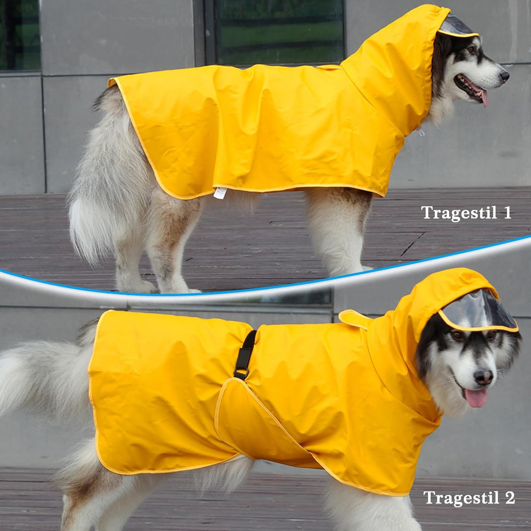 WUFANC Hunderegenmantel, Regenmantel Hund Wasserdicht mit Transparenter Kapuze, Regenjacke Hund mit