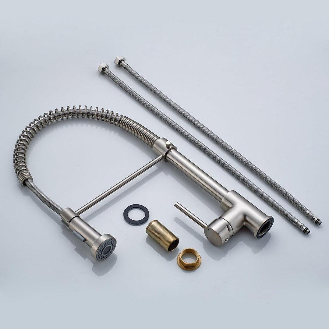 TIMACO Niederdruck Wasserhahn Küche Einhandmischer für Küchen Spüle Geschirrbrause Federbrause Misch