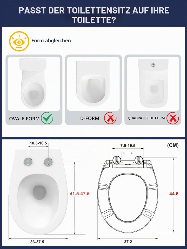 YEAUPE PRO Toilettendeckel mit Absenkautomatik, WC Sitz O Form mit Soft-Close, Grün Klodeckel mit Qu
