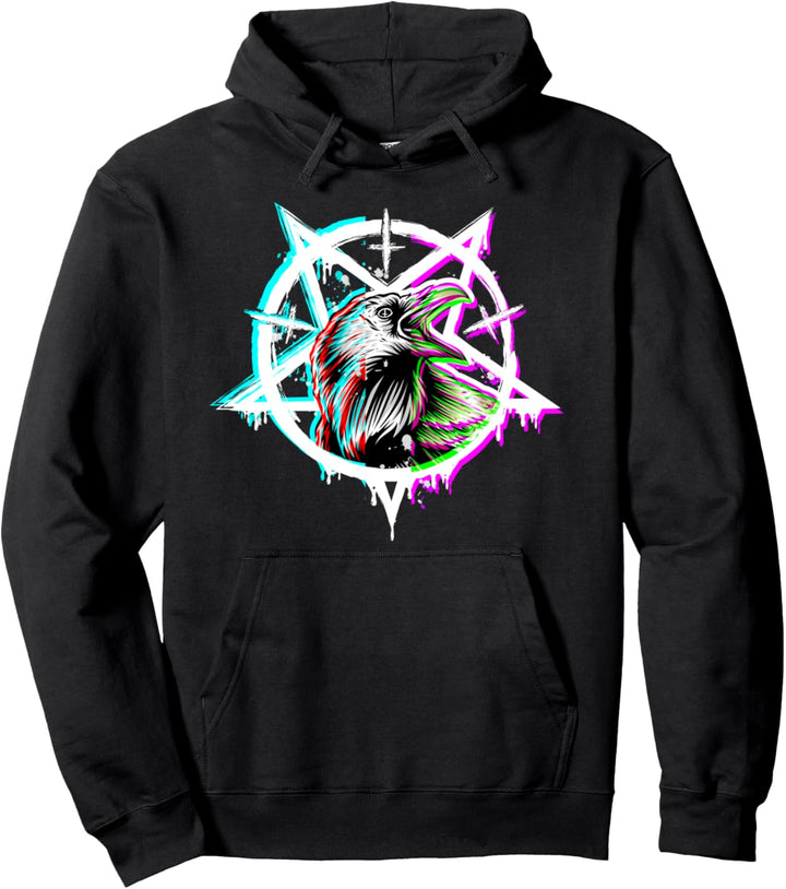 Satanic Krähe Pentagram Vaporwave Okkultes Satan Rabe Death Pullover Hoodie