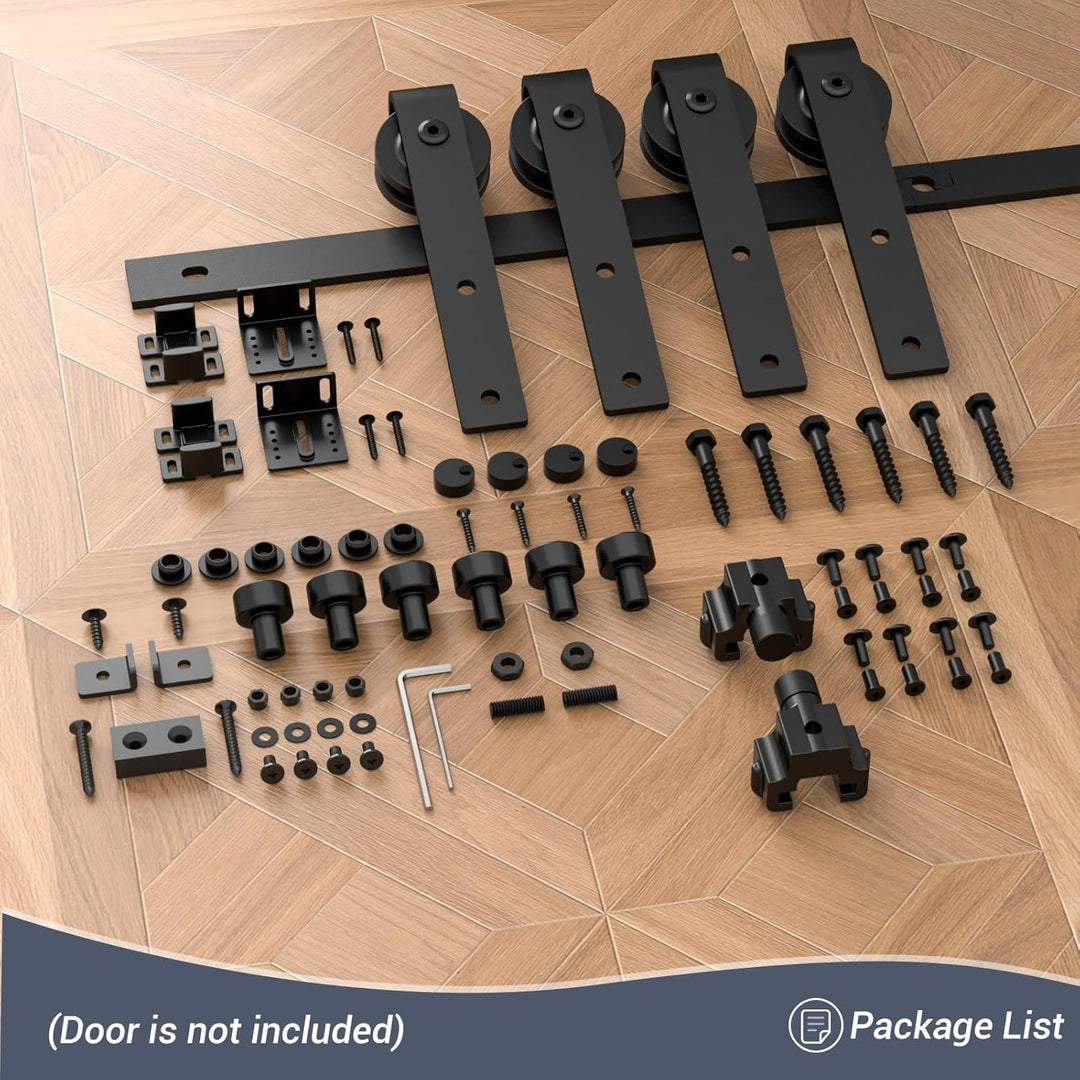 BONIKLUBA 8FT/244cm Mini Schiebetür-Hardware-Kit für Doppeltüren TV-Ständer, Kleiner Kleiderschrank