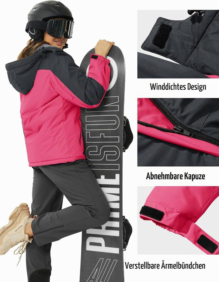 MAGCOMSEN Winterjacke Damen Softshell Funktionsjacke Wasserabweisende Outdoor Ski Jacke Fleece Windd