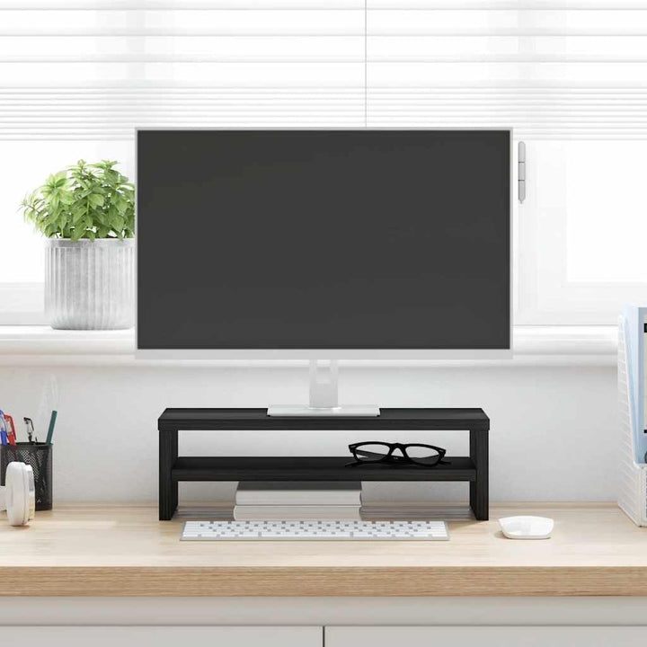 Monitorständer Schwarze Eiche 42x24x13 cm Holzwerkstoff für ergonomisches Arbeiten im Homeoffice und