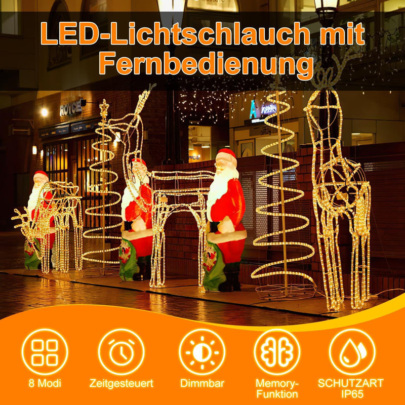 Lospitch 10m LED Lichtschlauch Innen und Aussen, 240 LED Schlauch IP20 Lichterschlauch, Schwarz Cont