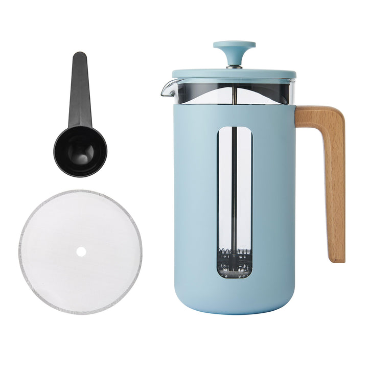 La Cafetière Pisa Kaffeebereiter für 8 Tassen, himmelblau, langlebiger Edelstahl-Kolben, hitzebestän