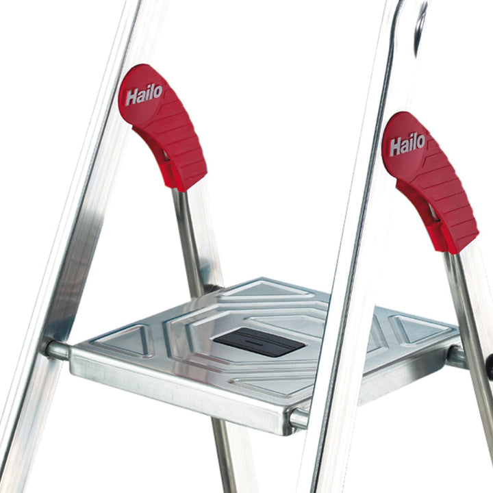 Hailo Stehleiter StandardLine 3 Stufen, belastbar bis 150 kg, kleine Leiter aus Aluminium mit Ablage