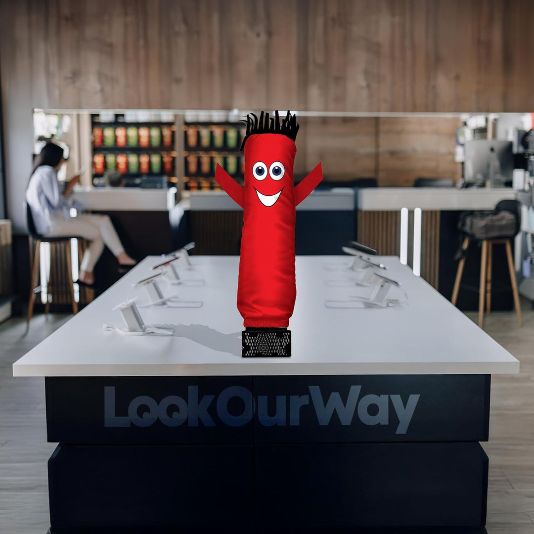 LookOurWay Mini Air Dancers Aufblasbares Tube Man Set Desktop Grösse, Rot, Rot