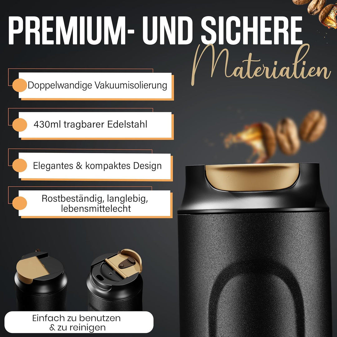 Mini French Coffee Press To-Go aus Edelstahl | unterwegs Thermo Klein Kaffeebereiter doppelwandig is