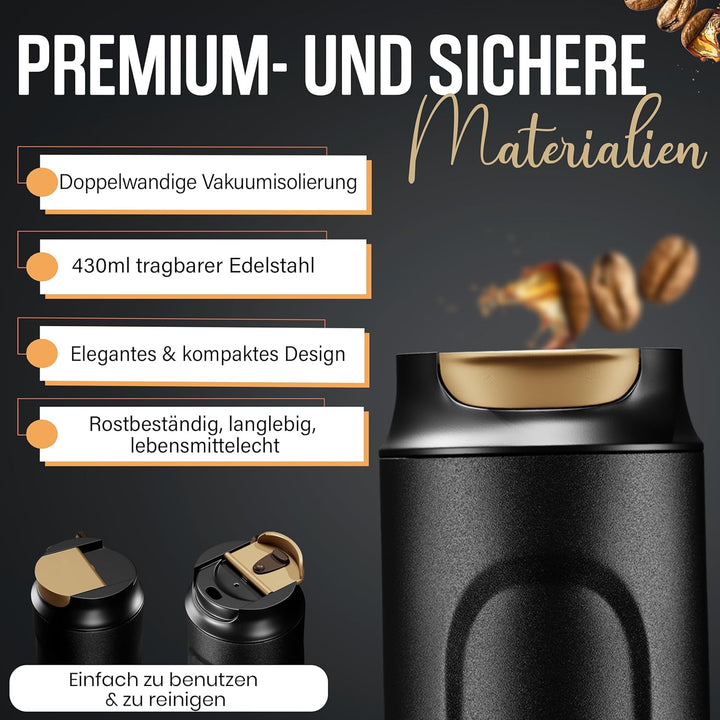 Mini French Coffee Press To-Go aus Edelstahl | unterwegs Thermo Klein Kaffeebereiter doppelwandig is
