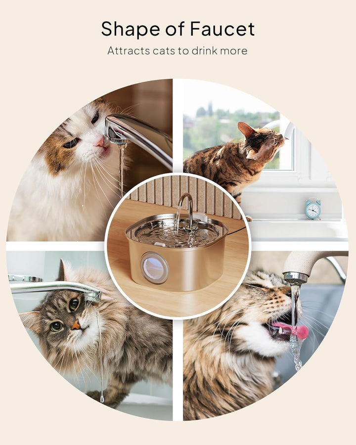 PEKTACO Katzen-Wasserbrunnen, Haustier-Wasserbrunnen für Katzen/Hunde im Innenbereich, Edelstahl-Kat