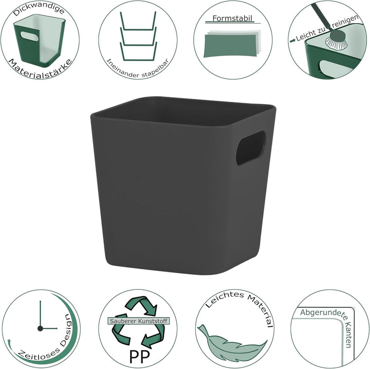 #11 12 x Ordnungsbox - 10 cm hoch - schwarz - 10 x 10 cm - Ordnungskorb - Regalorganizer Wandregal -