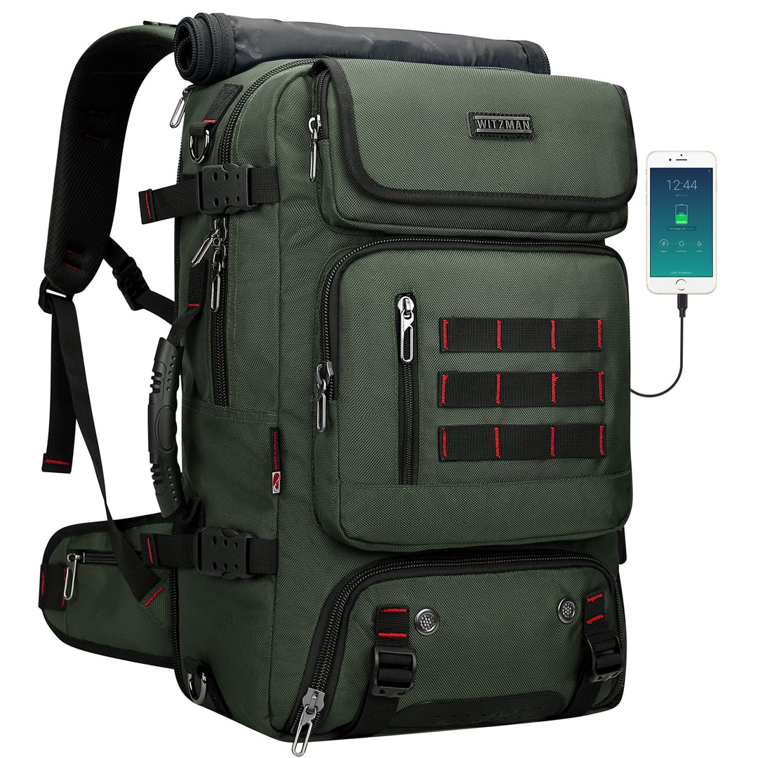 WITZMAN Reiserucksack Herren Gross Nylon Laptop Rucksack Fit 16 Zoll Reiserucksack Reisetasche mit S