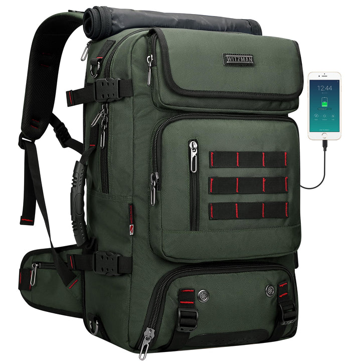 WITZMAN Reiserucksack Herren Gross Nylon Laptop Rucksack Fit 16 Zoll Reiserucksack Reisetasche mit S
