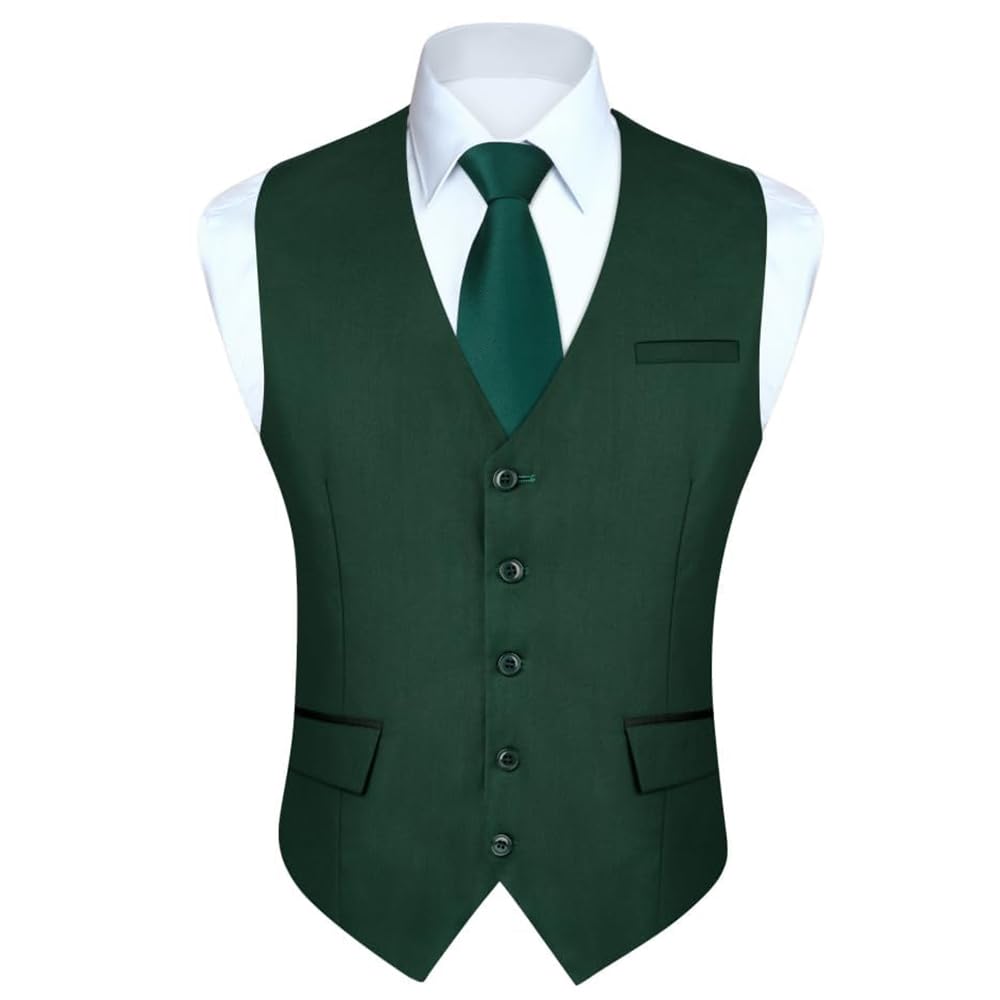 HISDERN Anzugweste für Herren Elegant Hochzeit Weste Klassische Einfarbig Casual Businessweste Forme