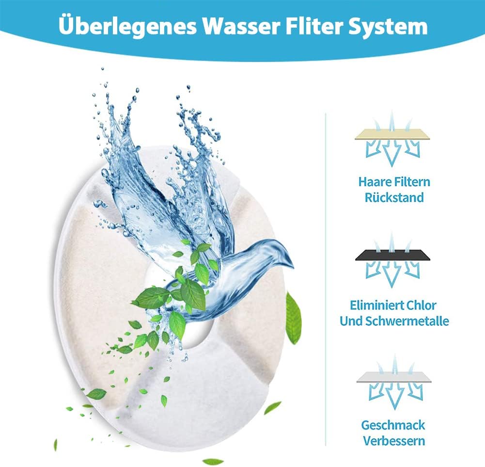 12- Stück Katze Wasser Brunnen Filter, Cat Fountain Ersatzfilter, Trinkbrunnen Für Katze, mit Katzen