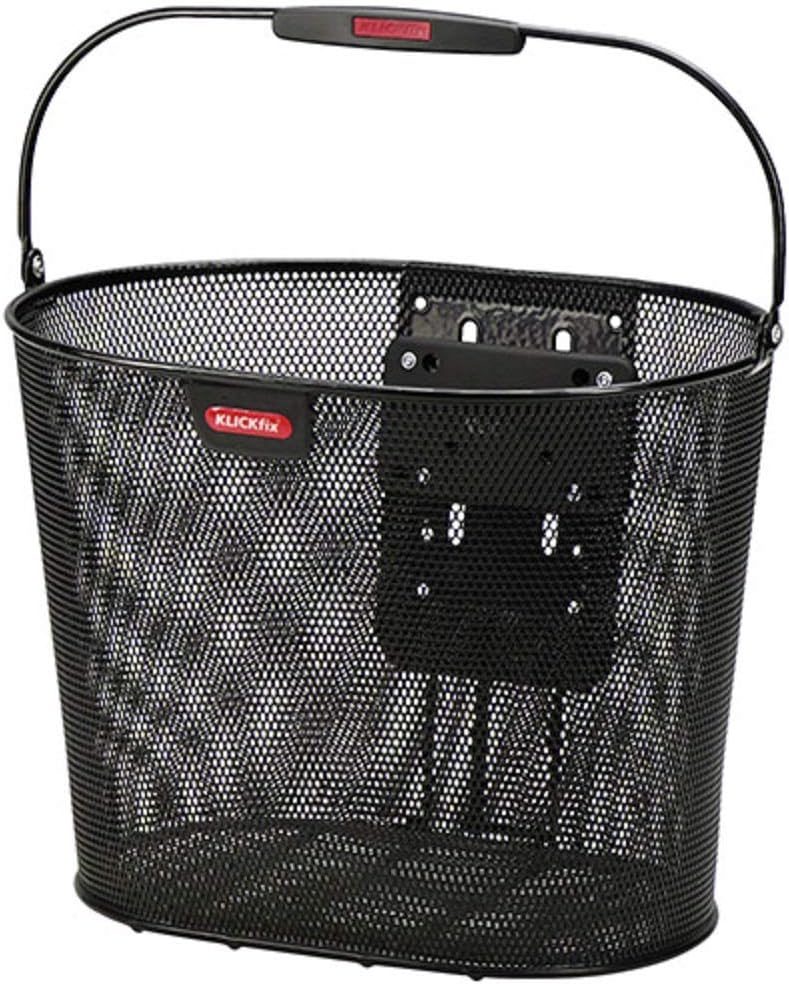 KlickFix Unisex Farradtasche Oval Plus Ef Korb Lenkerkorb, Schwarz, 25 x 36 x 27 cm Single, Single