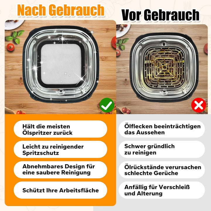 SelfTek 6 Stück Airfryer Zubehör für Ninja CRISPi FN101EU - mit 2 Stück Silikonform, Spritzschutz, S