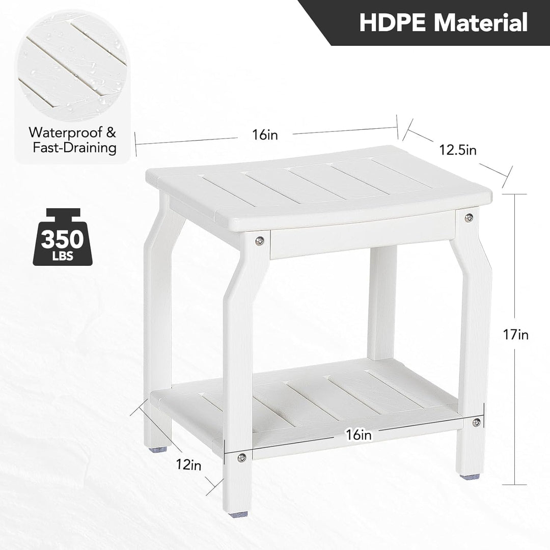 NALONE Beistelltisch Duschhocker, HDPE Badhocker modern Design 2-Tier badezimmerhocker mit rutschfes