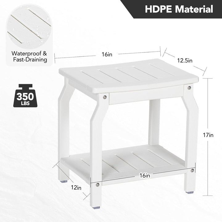 NALONE Beistelltisch Duschhocker, HDPE Badhocker modern Design 2-Tier badezimmerhocker mit rutschfes