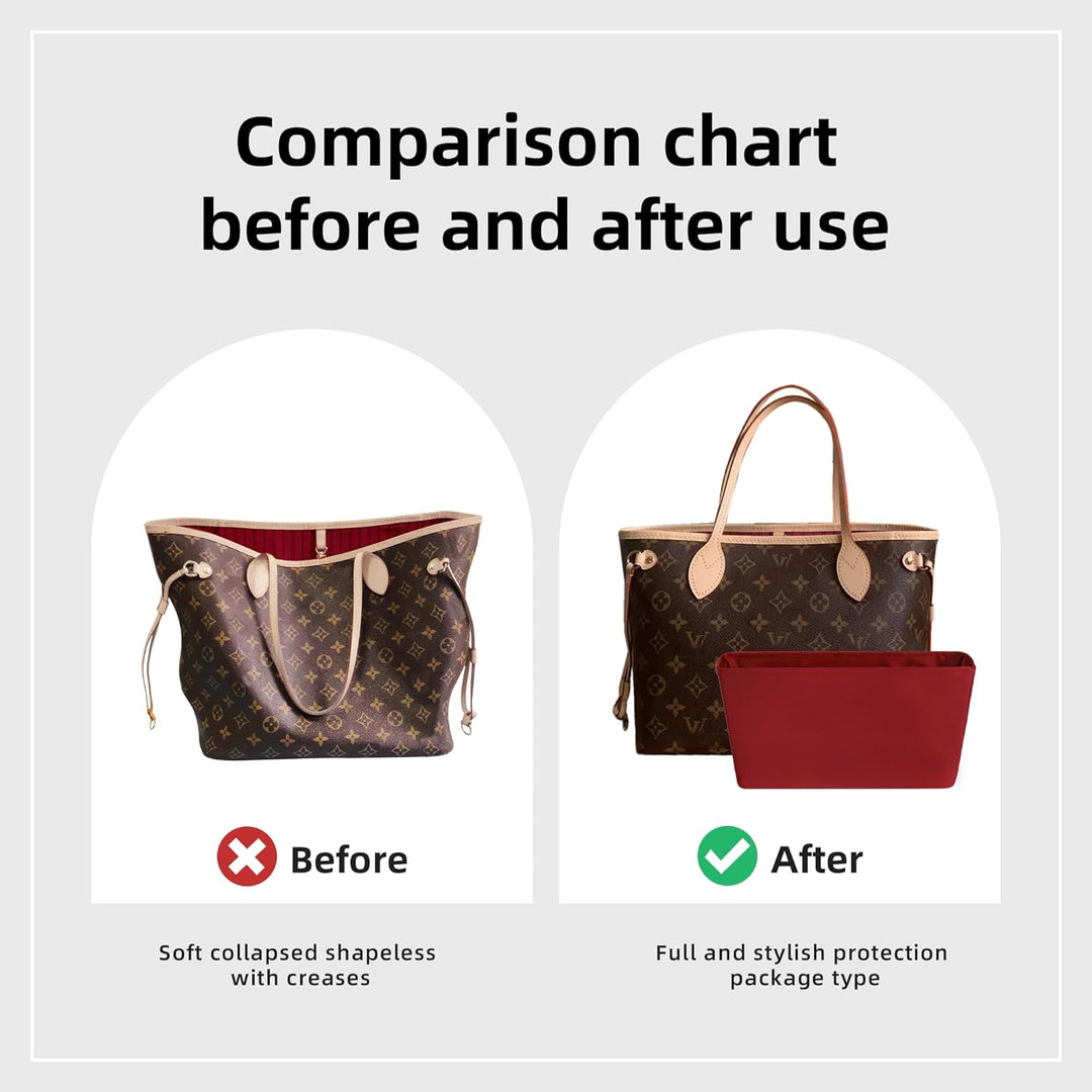 DGAZ Handtaschen Organizer Einsatz für LV Neverfull PM/MM/GM Taschen, Seide Tasche in Tasche Organiz