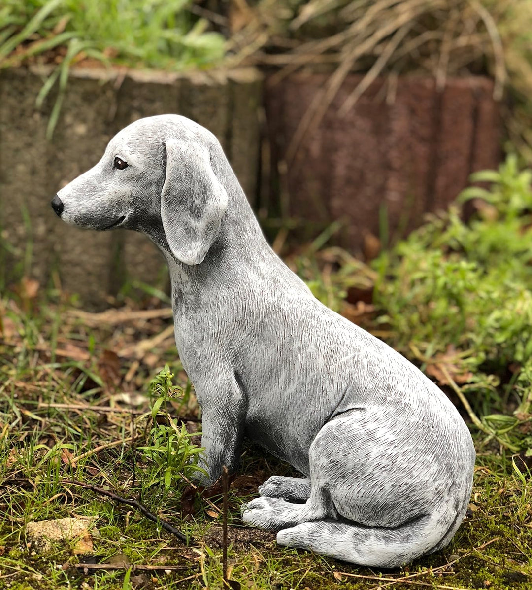 Steinfigur Dackel Hund frostfest wetterfest Gartenfigur Stein