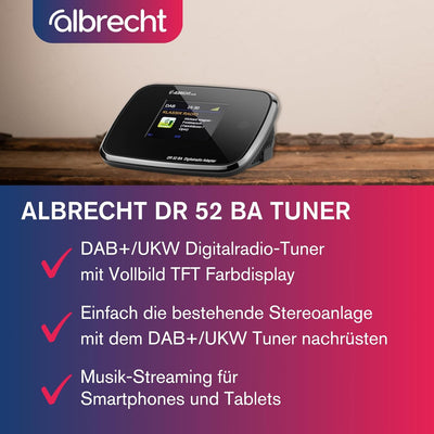 Albrecht DR52BA Adapter mit Bluetooth zum Aufrüsten von HiFi-Anlagen und UKW-Radios zum digitalen DA