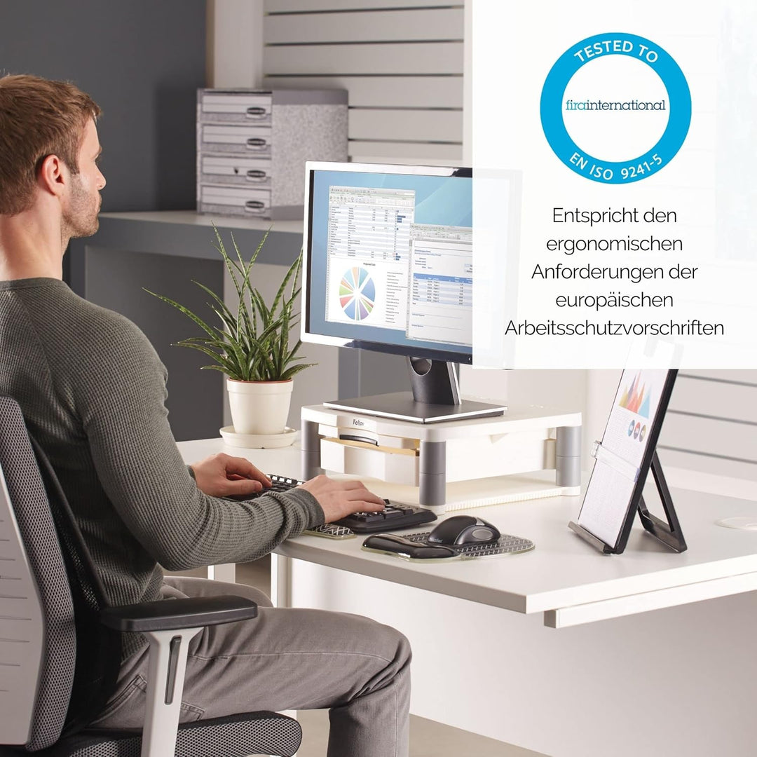 Fellowes Monitorständer Premium Plus, höhenverstellbar in 5 Stufen, ergonomisch, sehr stabil für Mon
