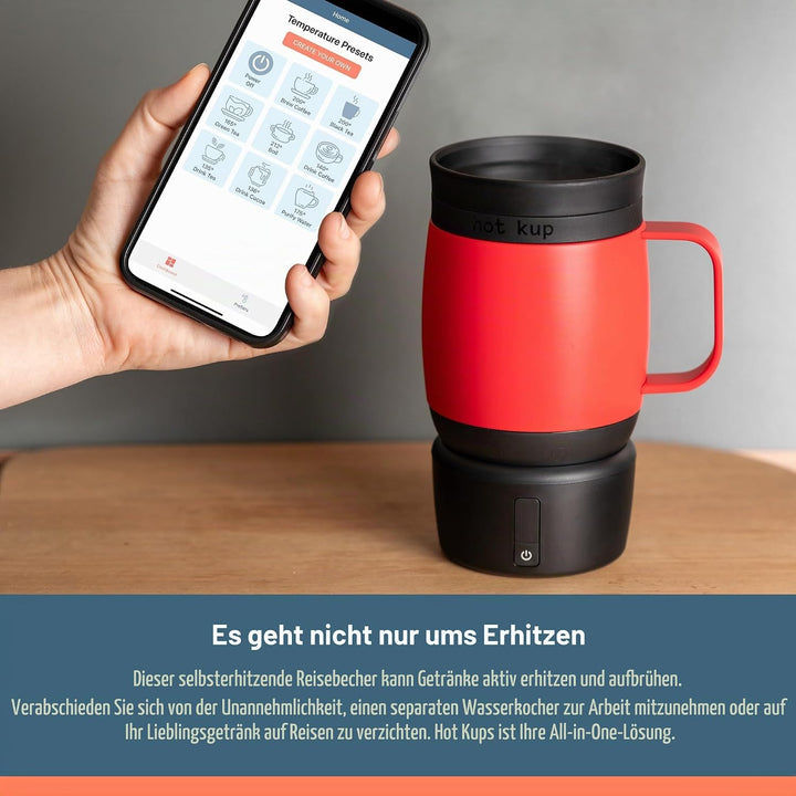 HOT KUP Batterie - Akku für selbstheizende Thermo- und Reisetasse - Mobiler Sockel mit Drehverriegel