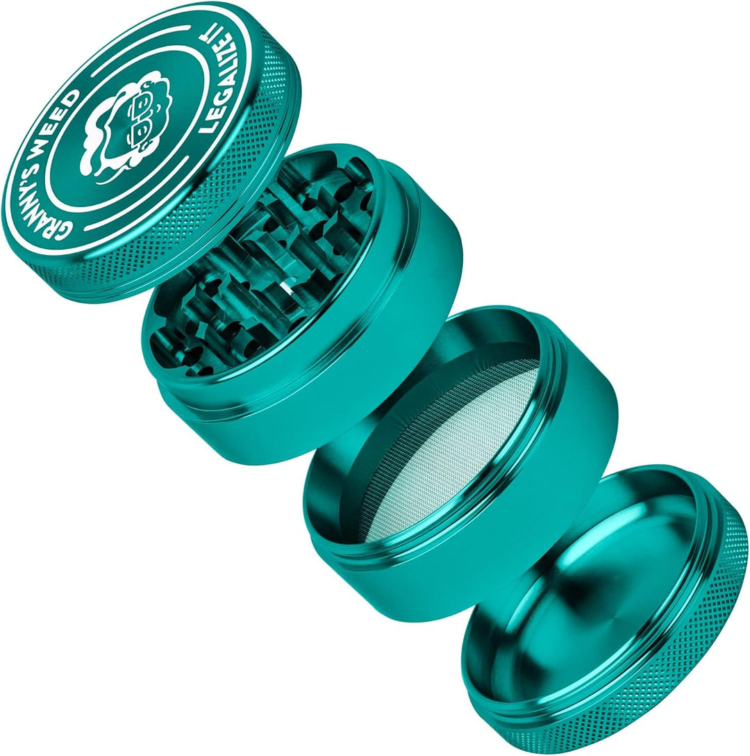 Granny's® Premium Aluminium Gewürzmühle | messerscharfes Mahlwerk | 4-teilig | inkl. Reinigungswerkz