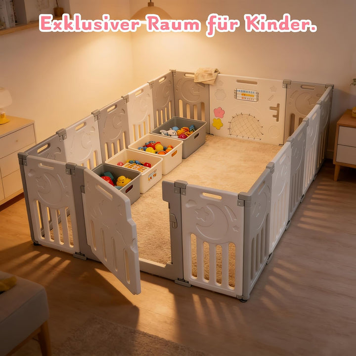 Dripex Laufgitter Baby Laufstall Faltbar mit Verbesserten Schrauben Rutschfeste Saugnäpfe Kunststoff