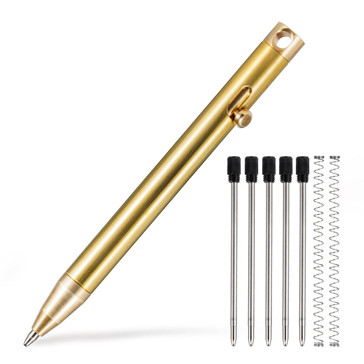 KeyUnity KP00 EDC Kugelschreiber Bolt Action Titan, Hochwertig Stift mit Minen, Taschenkugelschreibe