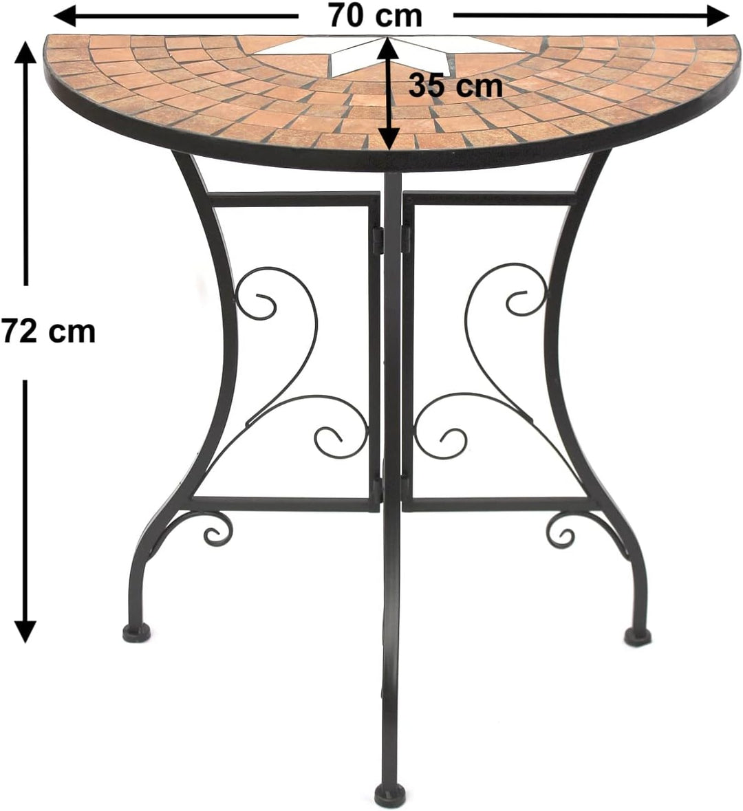 DanDiBo Tisch Halbrund Konsolentisch Wandtisch 120041 Beistelltisch Metall Mosaik 70 cm