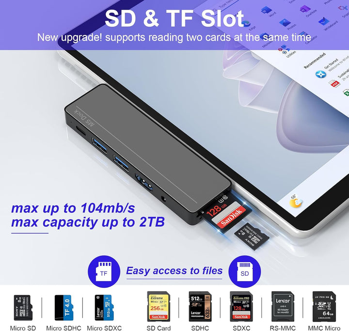 Surface Pro 8/9/10/11/X Docking Station Hub - Surface Pro 9 Adapter mit 4K HDMI, Thunderbolt 4 (8K@3