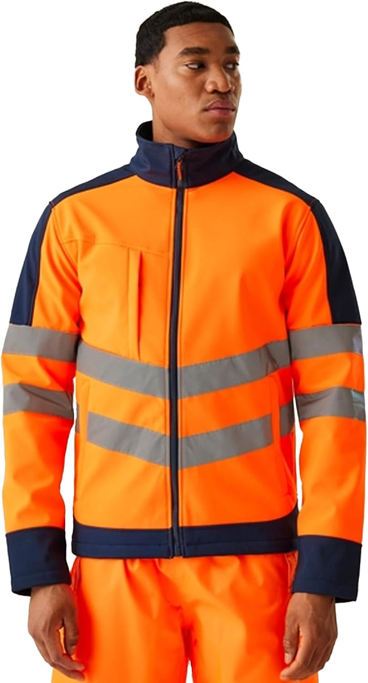 Regatta TRA625 5LV70 Professionelle Warnschutz-Softshelljacke, wasserdicht und atmungsaktiv, Orange/