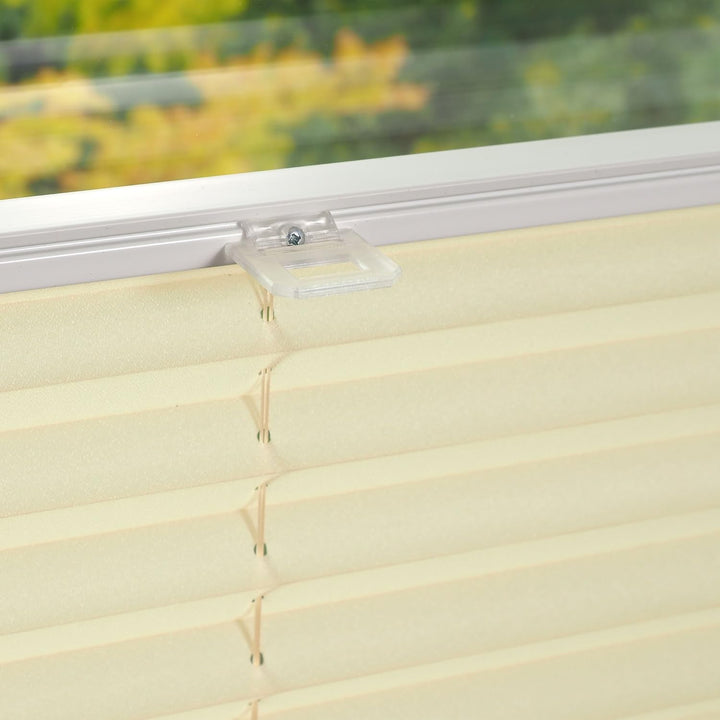 Liedeco® Plissee verspannt mit Klemmträger; 45 x 130 cm Ecru (beige) (BxH); lichtdurchlässig Blickdi