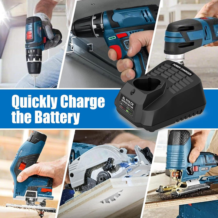 Ersatzladegerät für Bosch Ladegerät 12V AL1115CV Kompatibel mit Bosch 10.8V-12V BAT411 BAT412 BAT413