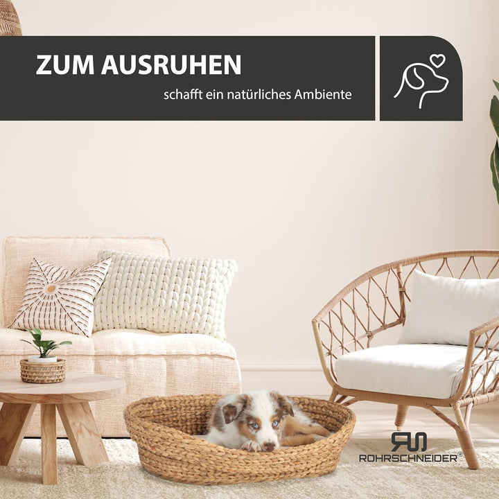 Rohrschneider Komfortables Katzenkörbchen mit Katzenkissen| Katzennest Korb Wasserhyazinthe | Katzen