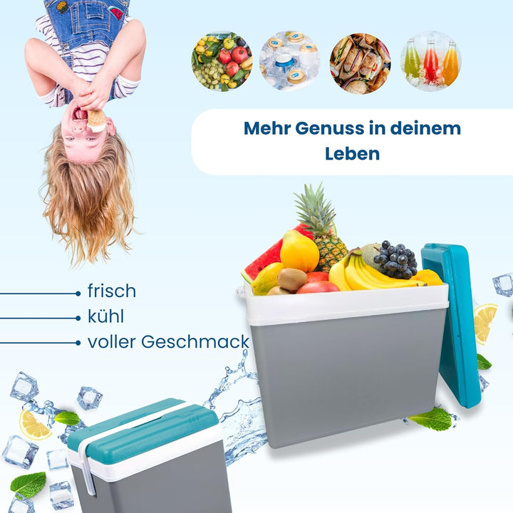 Kühlbox Passiv 35L – Tragbare Isolierbox ohne Strom, Campingbox für Auto, Picknick & Strand – Kompak