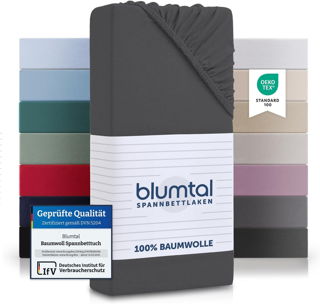 Blumtal® Baumwolle Spannbettlaken 90x190 cm Basics Jersey - Bettlaken 90x190 cm - Oeko-TEX zertifizi