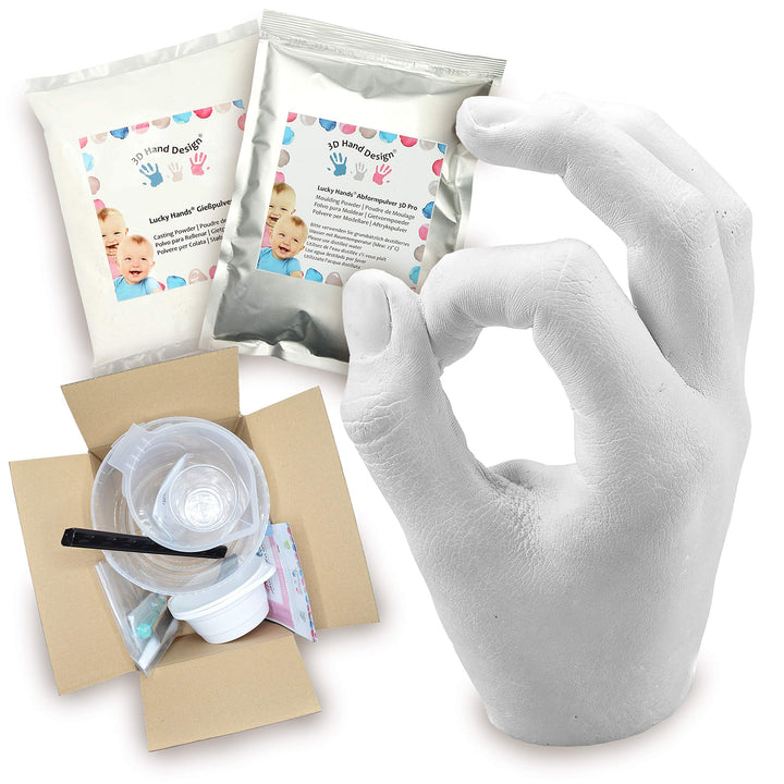 Lucky Hands® 3D Abformset mit Zubehör | Handabdruck, Gipsabdruck | Geschenkidee zum Muttertag (13 Ja