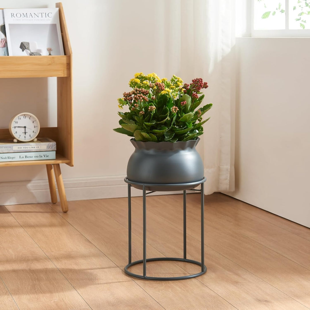 [en.casa] Blumenständer Assen Pflanzenständer mit Blumentopf Metall Schwarz Pflanzenregal 38 x 23,5