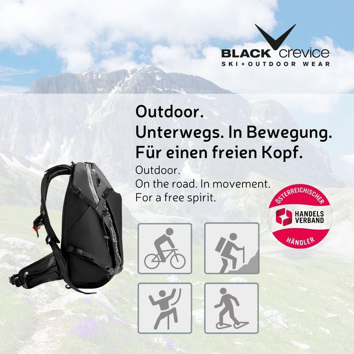 Black Crevice Wander & Bike Rucksack AORAKI 22 L I Hochwertiger Outdoor Rucksack mit Trinksystem & R