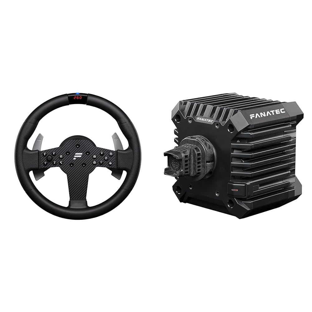 FANATEC Sim Racing CSL-Lenkrad P1 V2 (QR2 LITE) + CSL DD QR2 Wheel Base – Gummierte Umrandung, 5 Nm