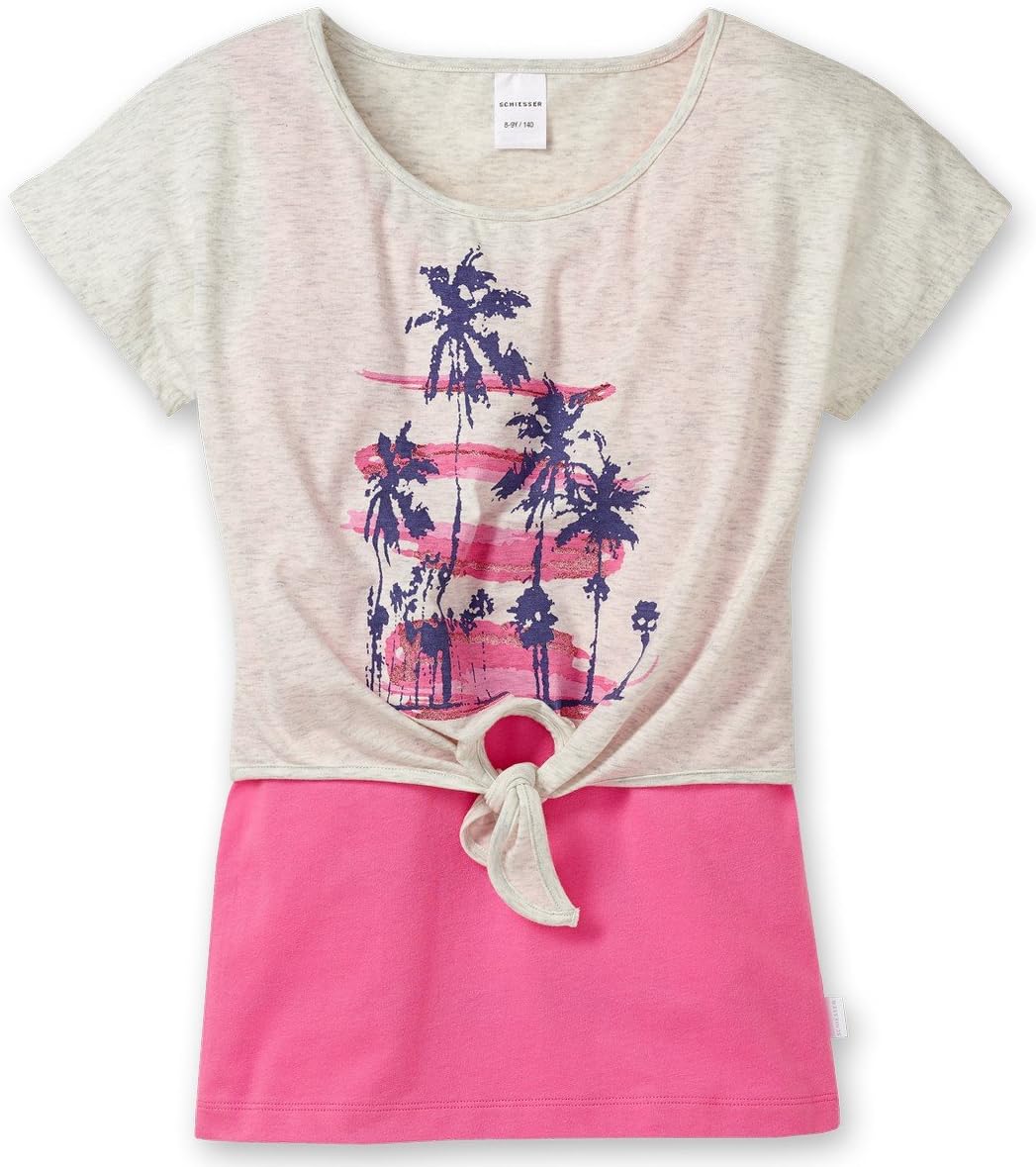 Schiesser Mädchen Schlafanzug Kurz, 3-teilig 146089, grau-mel,, 128