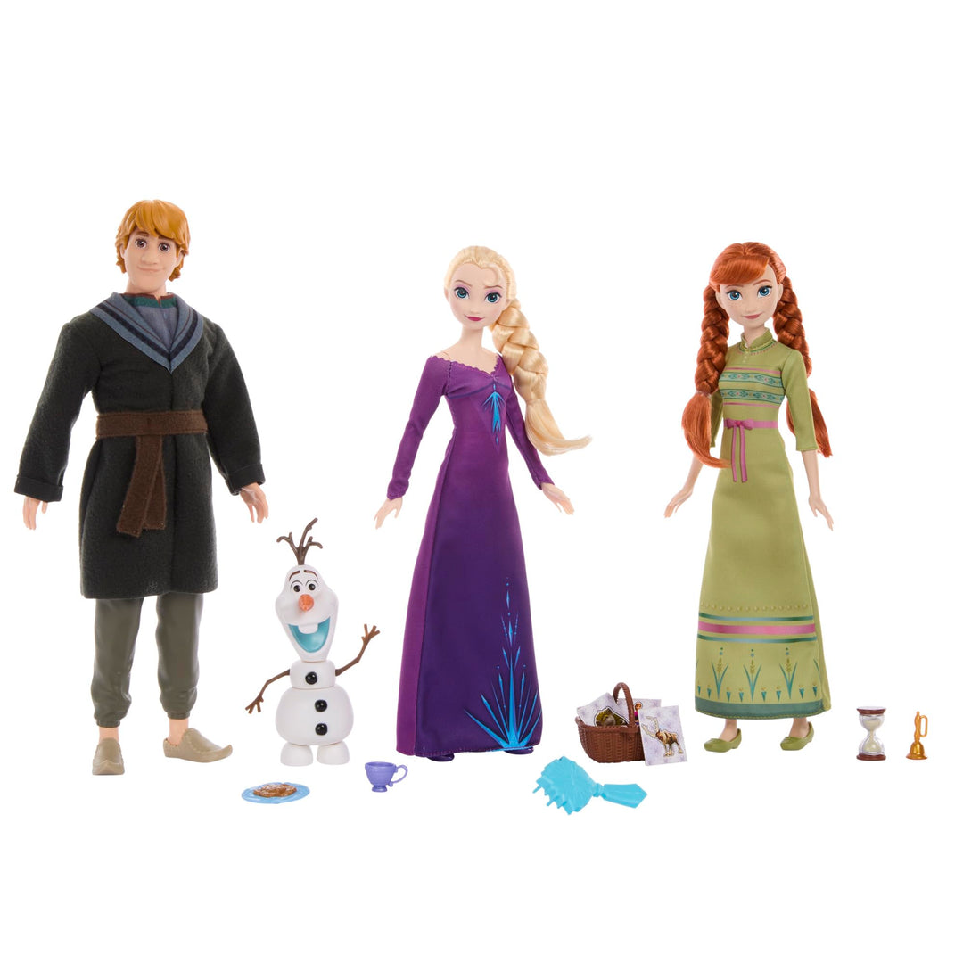 DISNEY Frozen Die Eiskönigin - Party Set mit beweglicher Anna, Elsa und Kristoff Puppen, Schneemann