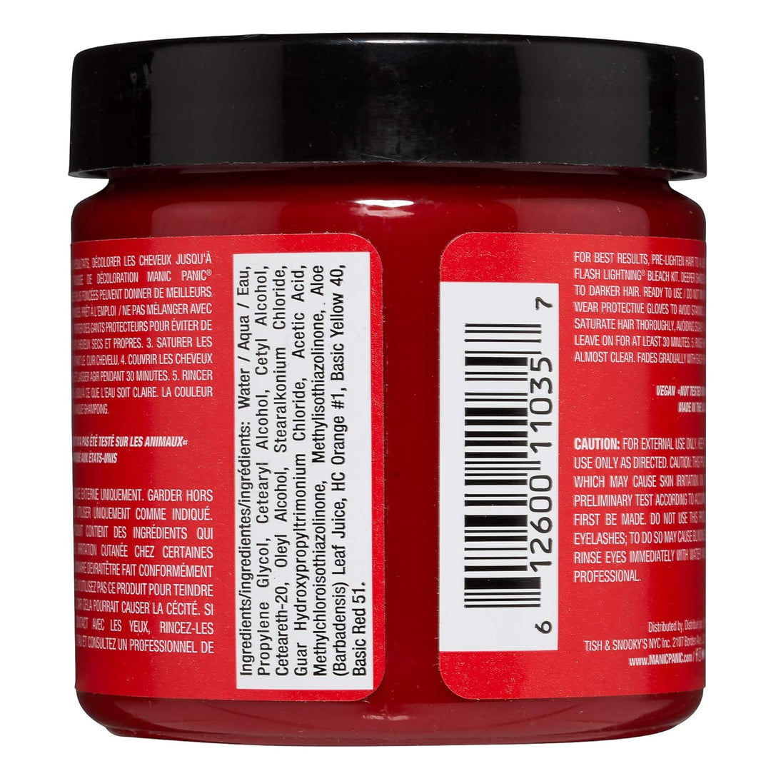 Manic Panic Rock'N'Roll Red Classic Creme, Vegan, Cruelty Free, Semi Permanent Hair Dye 118ml Rock'N