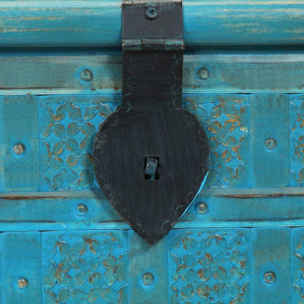 Festnight Aufbewahrungstruhe Aufbewahrungsbox mit Deckel Massives Mangoholz 100 x 40 x 41 cm Blau