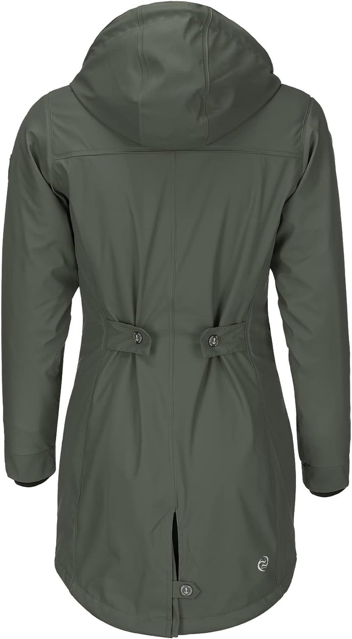 Dry Fashion Damen Regenmantel Malmö - Frauen Regenjacke Jacke mit Kapuze Lang Winddicht Wasserdicht