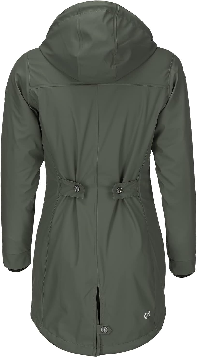 Dry Fashion Damen Regenmantel Malmö - Frauen Regenjacke Jacke mit Kapuze Lang Winddicht Wasserdicht